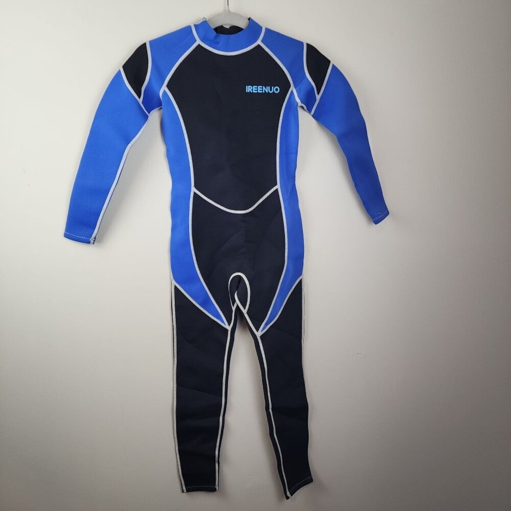 Ireenuo Kids Wetsuit Swim Neoprene Nylon Boy Girl  Sz 12 Water Sports Blue Black